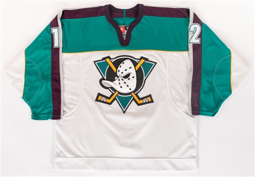 Kevin Todds 1997-98 Anaheim Mighty Ducks Game-Worn Alternate Jersey with Team LOA and MeiGray COR - Team Repairs! 
