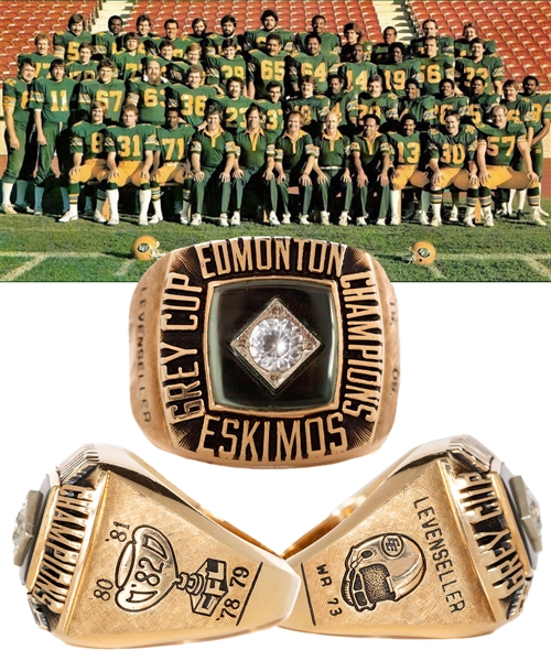Mike Levenseller 1982 Edmonton Eskimos Grey Cup Championship 10K Gold Salesmans Sample Ring 