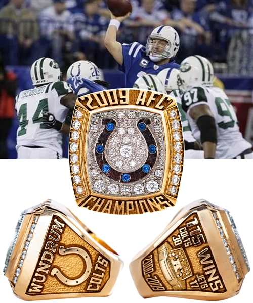 Indianapolis Colts 2009 AFC Champions 14K Gold and Diamond Ring Presented to Personal Friend of Owner James Irsay