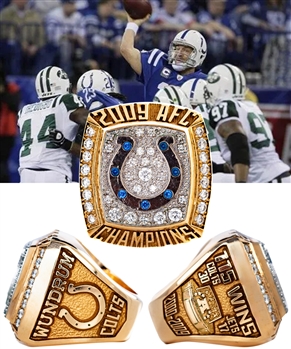 Indianapolis Colts 2009 AFC Champions 14K Gold and Diamond Ring Presented to Personal Friend of Owner James Irsay