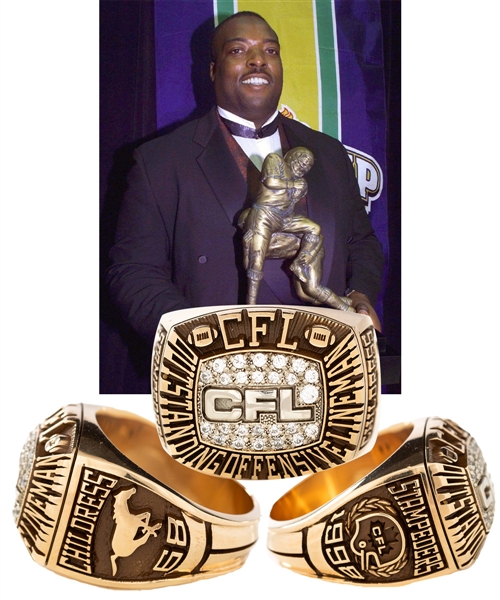 Fred Childress 1998 CFL Outstanding Offensive Lineman (Calgary Stampeders) 10K Gold Ring with Presentation Box