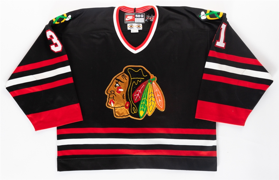Jeff Hacketts 1998-99 Chicago Blackhawks Game-Worn Third Jersey with Team LOA 