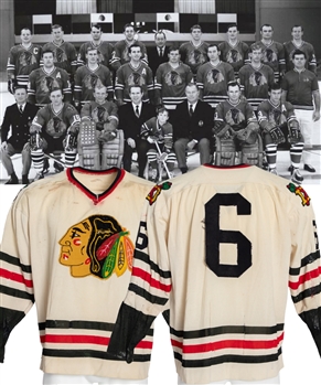 Paul Shmyrs 1967-69 CPHL/CHL Dallas Black Hawks Game-Worn Alternate Captains Jersey - Chicago Black Hawks Farm Team - Hammed with Wear! - 30+ Team Repairs!
