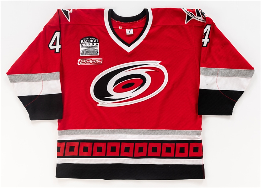 Nolan Pratt’s 1999-2000 Carolina Hurricanes Game-Worn Jersey - Raleigh Arena Inaugural Season and Chiasson Memorial "3" Patches!