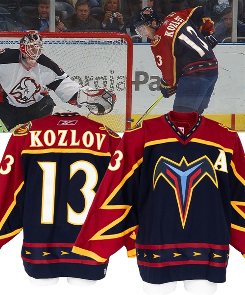 Vyacheslav Kozlovs 2005-06 Atlanta Thrashers Game-Worn Alternate Captains Jersey with LOA - Photo-Matched! 
