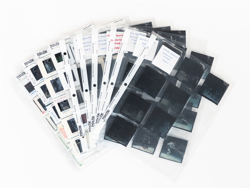 Wayne Gretzky Edmonton Oilers/LA Kings/NY Rangers 2 ¼ Inches Color Negatives (25) and 35mm Color and B&W Slides (74) Plus Other Oilers Players 2 ¼ Inches Color Negatives (10)