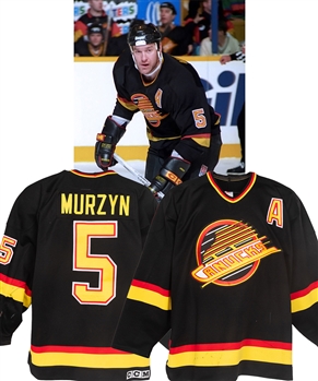 Dana Murzyns 1996-97 Vancouver Canucks Game-Worn Alternate Captains Jersey with LOA - Team Repairs!