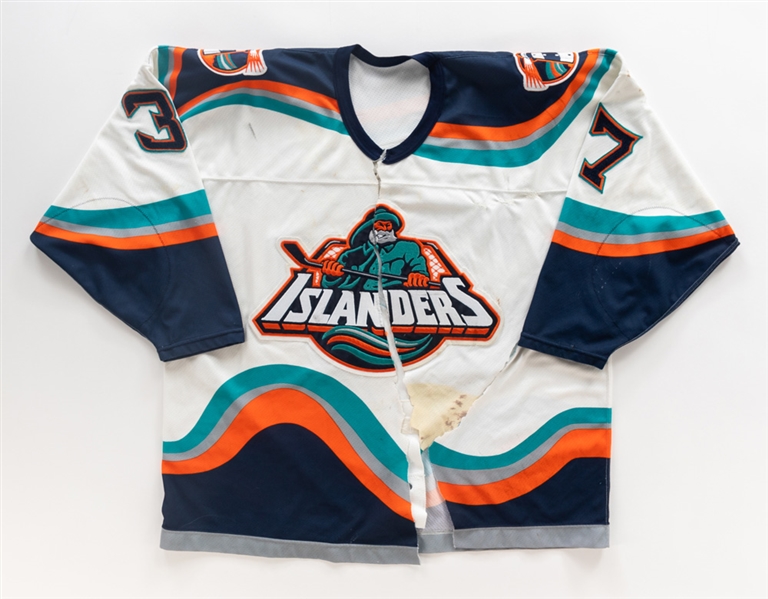 Dennis Vaskes 1995-96 New York Islanders Game-Worn Jersey with LOA - From Infamous Eric Lacroix Incident!