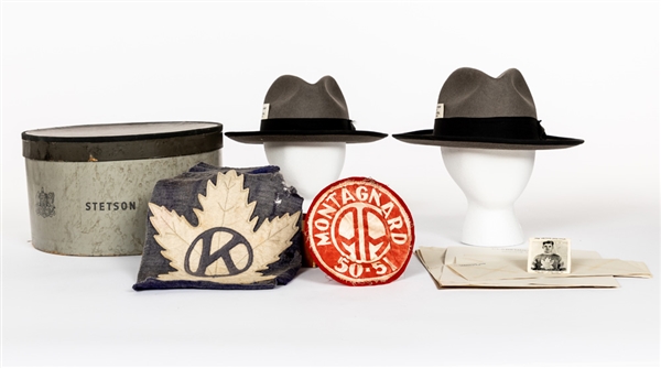 Frank Finnigans Mid-1940s Kiwanis All-Stars Team Crest, October 2nd 1991 NHL 75th Train Ride Toronto-Montreal Hats (2) and Assorted Memorabilia
