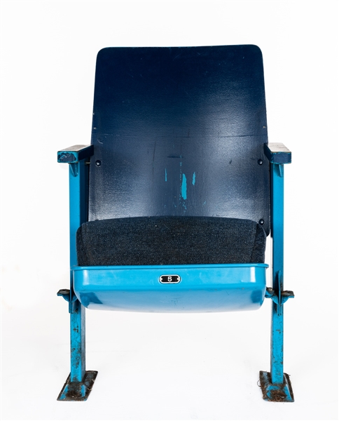 1974- 2017 Northlands Coliseum Single Wood-Back Floor-Mount Arena Seat (32")