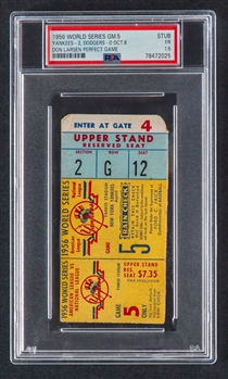 October 8th 1956 World Series Game 5 Ticket Stub (Dodgers at Yankees) - Don Larsen Perfect Game! - Graded PSA 1.5