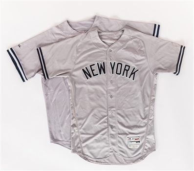 Jacoby Ellsburys 2016 New York Yankees Game-Worn Jersey with Steiner LOA Plus Alex Rodriguez Signed New York Yankees Jersey with COA