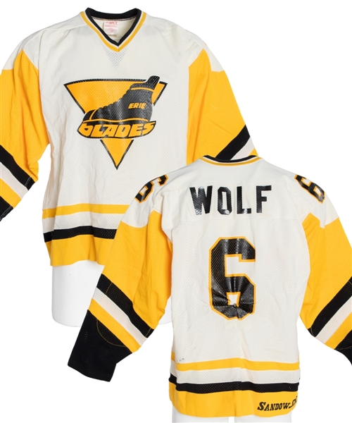 Bennett Wolfs 1981-82 AHL Erie Blades Game-Worn Jersey - One Year Style! 