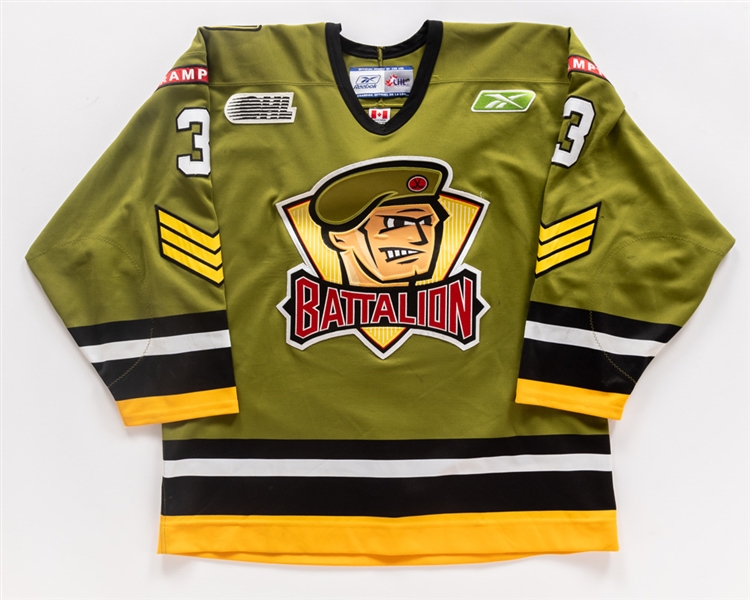 Jaroslav Hertls 2007-08 OHL Brampton Battalion Game-Worn Jersey with Team COA - 10th Season Patches!