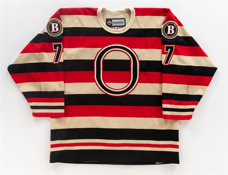 Geoff Kinrades 2010-11 AHL Binghamton Senators Game-Worn "1930 Throwback" Jersey with Team LOA 