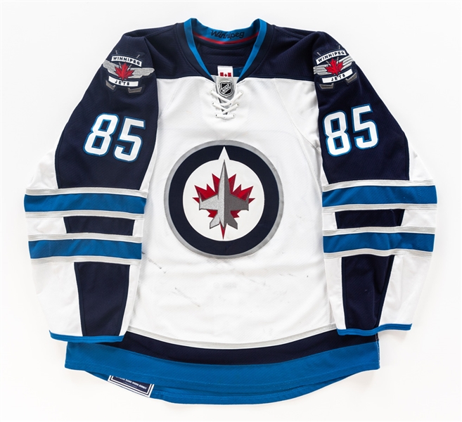 Mathieu Perreaults 2014-15 Winnipeg Jets Game-Worn Jersey with Team LOA - Photo-Matched!