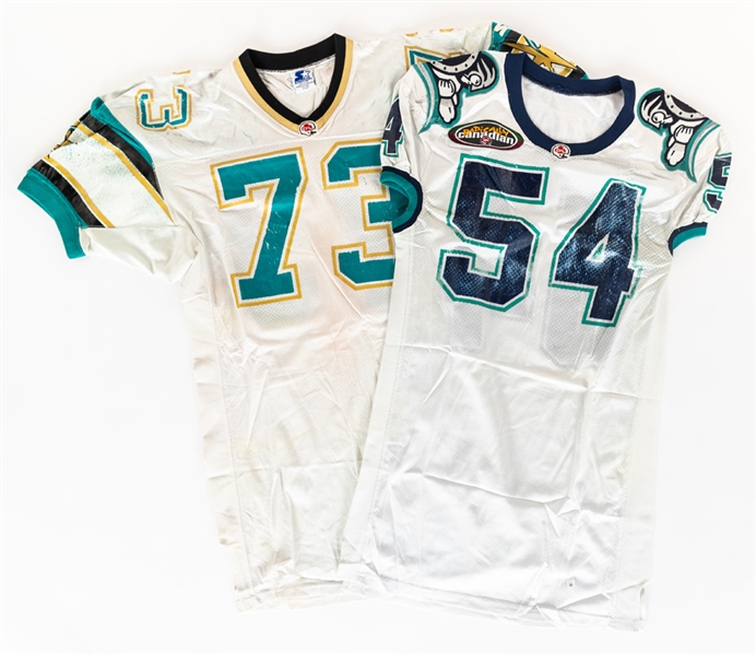 Mark Ledbetters 1993 CFL Sacramento Gold Miners Inaugural Season and Jeremy ODays Late-1990s Toronto Argonauts Signed Game-Worn Jerseys