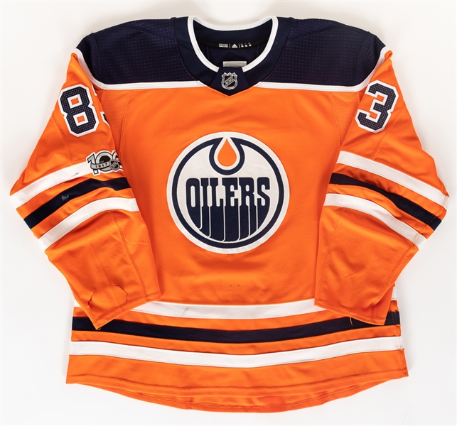 Matthew Bennings 2017-18 Edmonton Oilers Game-Worn Jersey with Team LOA - NHL Centennial Patch! - Photo-Matched!
