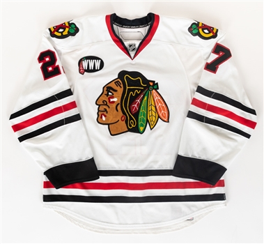 Andrei Zyuzins 2007-08 Chicago Black Hawks Game-Worn Jersey with Team LOA - "WWW" Patch!