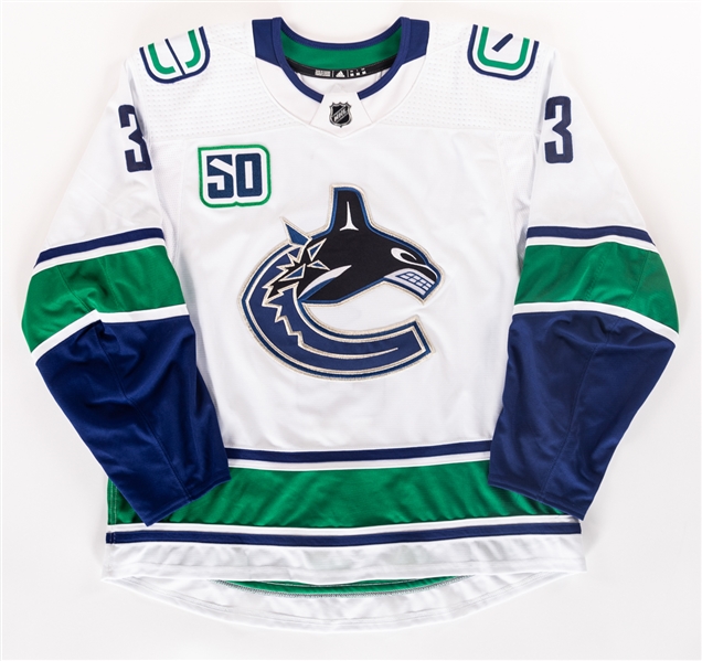 Bogan Raffertys 2019-20 Vancouver Canucks Game-Worn Pre-Season Jersey with Team COA - 50th Anniversary Patch!