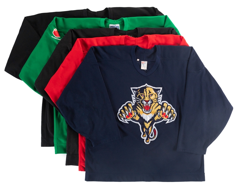 Brian Skrudlands Early-to-Mid-1990s to Early-2000s Practice-Worn Jersey Collection of 5 Including Florida, New York, Dallas and Calgary from His Personal Collection with His Signed LOA