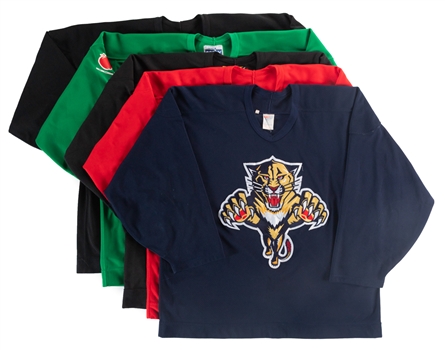Brian Skrudlands Early-to-Mid-1990s to Early-2000s Practice-Worn Jersey Collection of 5 Including Florida, New York, Dallas and Calgary from His Personal Collection with His Signed LOA