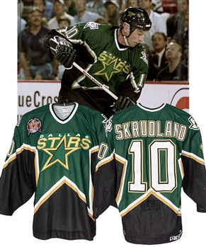 Brian Skrudlands 1998-99 Dallas Stars Game-Worn Stanley Cup Finals Jersey from His Personal Collection with His Signed LOA - 1999 Stanley Cup Finals Patch! - Photo and Video-Matched!