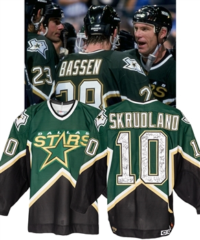 Brian Skrudlands 1997-98 Dallas Stars Team-Signed Game-Worn Third Jersey from His Personal Collection with His Signed LOA