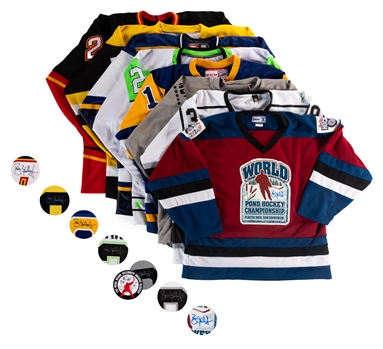 Brian Skrudlands Autographed Alumni and Charity Event Worn Jersey Collection of 8 From His Personal Collection with His Signed LOA