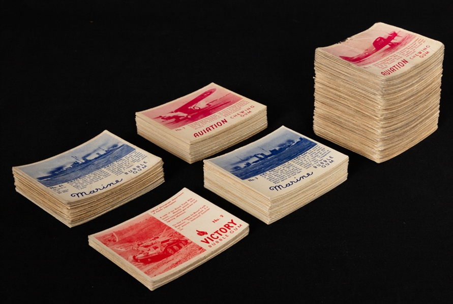 World Wide Gum 1940 Victory Bubble Gum V406, 1942 Aviation Chewing Gum V401-1 and 1944 Marine Bubble Gum V403 Card Collection (263 Cards)