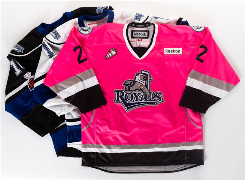 Taylor Crunks 2011-12 Inaugural Season Plus Matthew Phillips Captains and Braydon Buziaks 2017-18 WHL Victoria Royals Game-Worn Jerseys with Team LOAs
