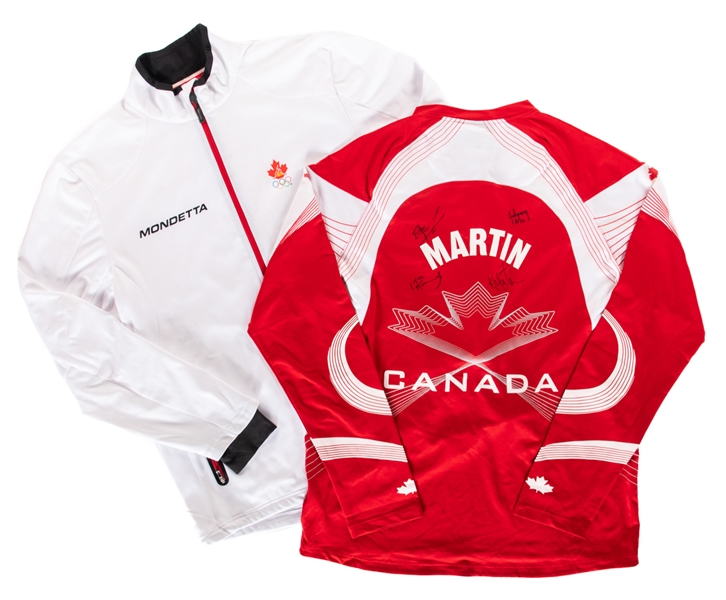Kevin Martins 2010 Vancouver Winter Olympic Games Team Canada Team-Signed Sweatshirt and Training Jacket from His Personal Collection with His Signed LOA - Gold Medal Winning Olympics!