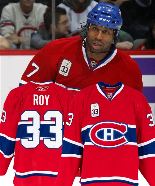 Georges Laraques 2008-09 Montreal Canadiens "Patrick Roy Jersey Retirement Night" Warm-Up/Ceremony Worn Jersey with Team LOA