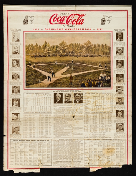 1939 Baseball Centennial Coca-Cola Advertising Poster (21" x 27")