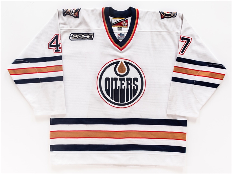 Paul Comries October 1st 1999 Edmonton Oilers Game-Worn Jersey from Wayne Gretzky Retirement Night 