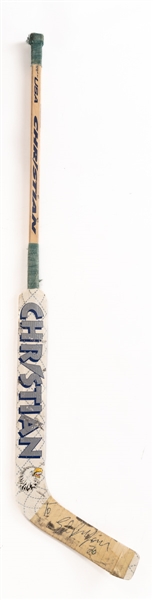 Ed Belfours 2002-03 Toronto Maple Leafs Signed Christian Game-Used Stick