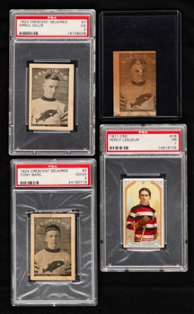 1911-12 Imperial Tobacco C55 Hockey Card #16 HOFer Percy LeSueur (PSA 1) Plus 1924-25 Crescent Selkirks Hockey Cards (3 - 2 PSA-Graded)