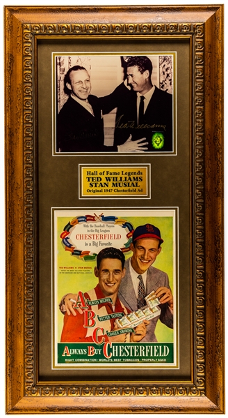 Ted Williams and Stan Musial Dual-Signed Photo Framed Display with JSA LOA (17 ¾” x 33”)