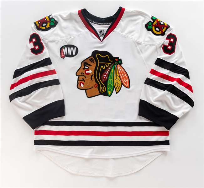 Wade Flahertys 2007-08 Chicago Black Hawks Game Jersey - "WWW" Patch! 