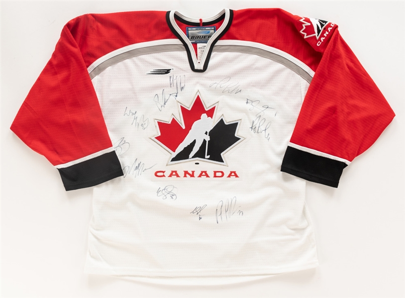 Team Canada 1998 Nagano Winter Olympics Team-Signed Jersey by 11 with JSA LOA Including Gretzky, Lemieux, Roy, Messier, Brodeur, Sakic and Lindros