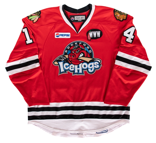 Dave Bollands 2007-08 AHL Rockford IceHogs Game-Worn Jersey with LOA - "WWW" Patch!