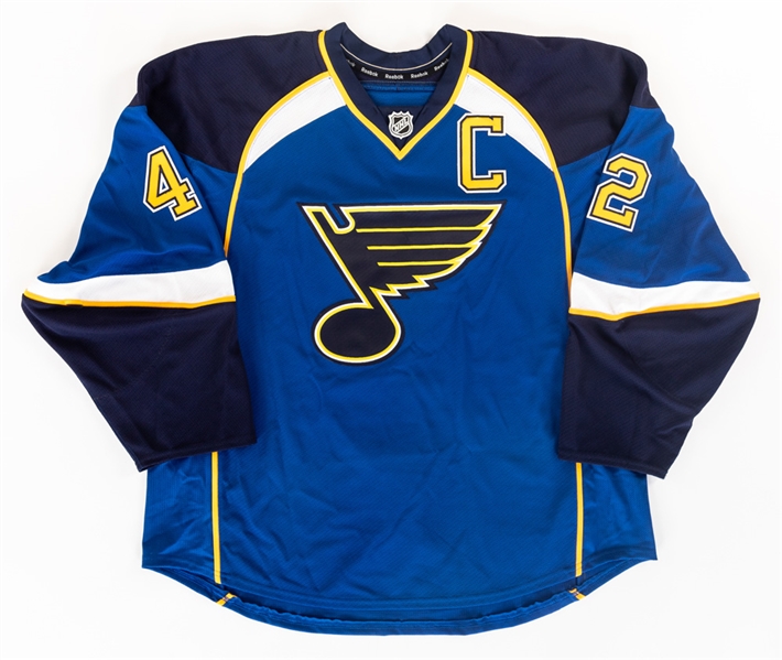 David Backes 2013-14 St Louis Blues Signed NHL Media Tour Captains Jersey with LOA 
