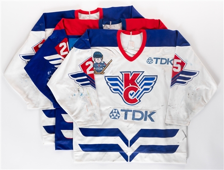 Russian Soviet Wings Mid-to-Late-1990s Game-Worn Jersey Collection of 3 