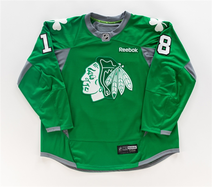 Denis Savard Signed 2013-14 Chicago Black Hawks "St Patricks Day" Jersey with Team COA