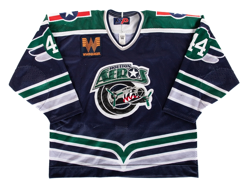 Brett Harkins 2000-01 IHL Houston Aeros Game-Worn Jersey with Team LOA