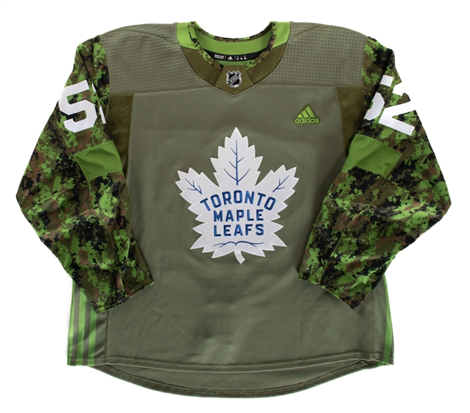 Martin Marincins 2018-19 Toronto Maple Leafs "Armed Forces" Pre-Game Warm-Up Issued Jersey with Team LOA 