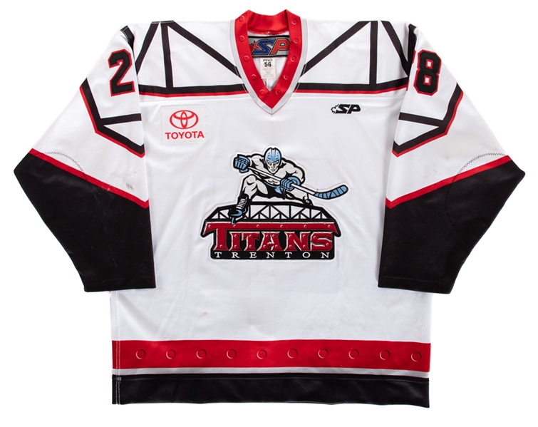 Corey Syvrets 2011-12 ECHL Trenton Titans Game-Worn Jersey with LOA