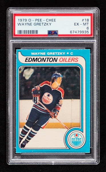 1979-80 O-Pee-Chee Hockey Card #18 HOFer Wayne Gretzky Rookie - Graded PSA 6