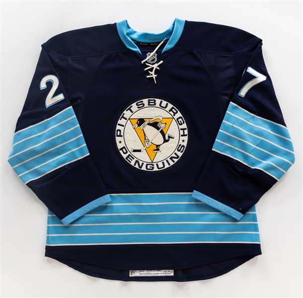 Craig Adams 2011-12 Pittsburgh Penguins Game-Worn Third Jersey with Team COA - Photo-Matched!