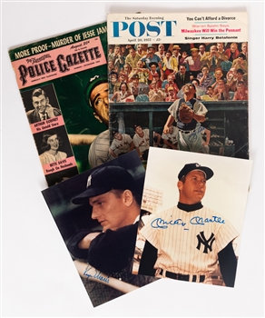New York Yankees HOFers/Stars Signed Magazines and Photos (4) with JSA Auctions LOA Including Roger Maris, Mickey Mantle, Yogi Berra and Joe DiMaggio